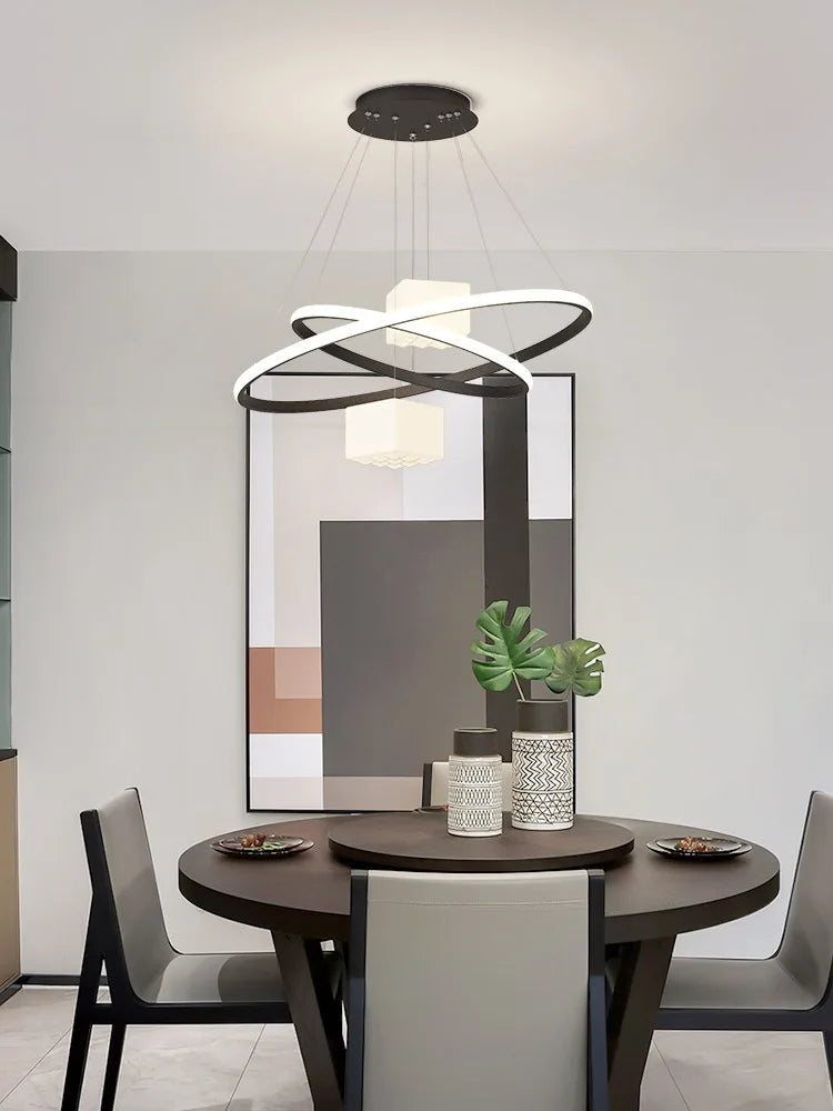 Afralia™ LED Chandelier: Modern Living Room Kitchen Hanging Light, White Indoor Lighting Fixture