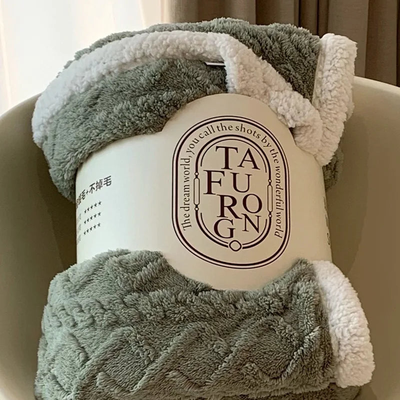 Afralia™ Cozy Jacquard Coral Fleece Blanket