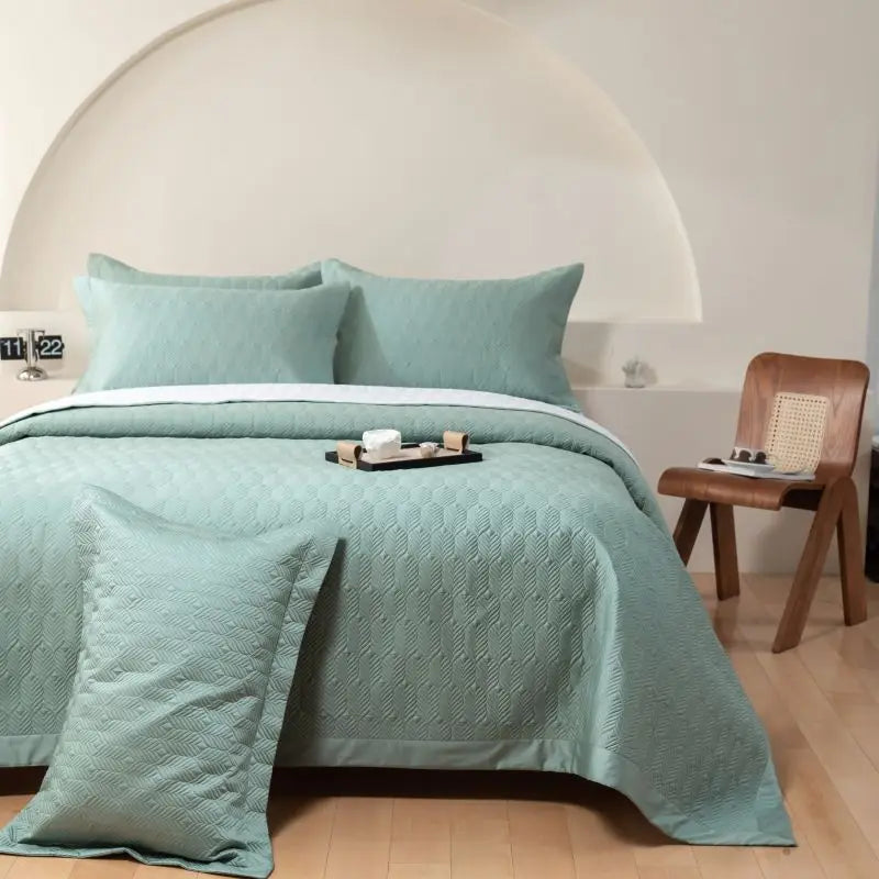 Afralia™ Egyptian Cotton Solid Color Quilted Bedspread Set, 1000TC, 245x270cm, 3Pcs
