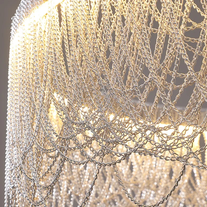 Afralia™ Modern Fringe Chandelier: Round Bedroom & Living Room Tassel Chain Light