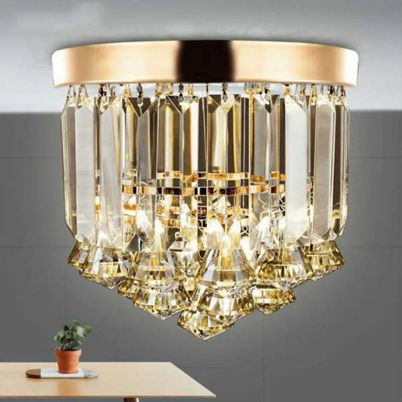 Afralia™ Crystal Round Ceiling Lights: Champagne/Clear Stainless Steel Design for Luxe Spaces