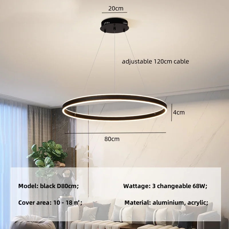 Afralia™ Circle Minimalist LED Pendant Light - Modern Indoor Hanging Lamp