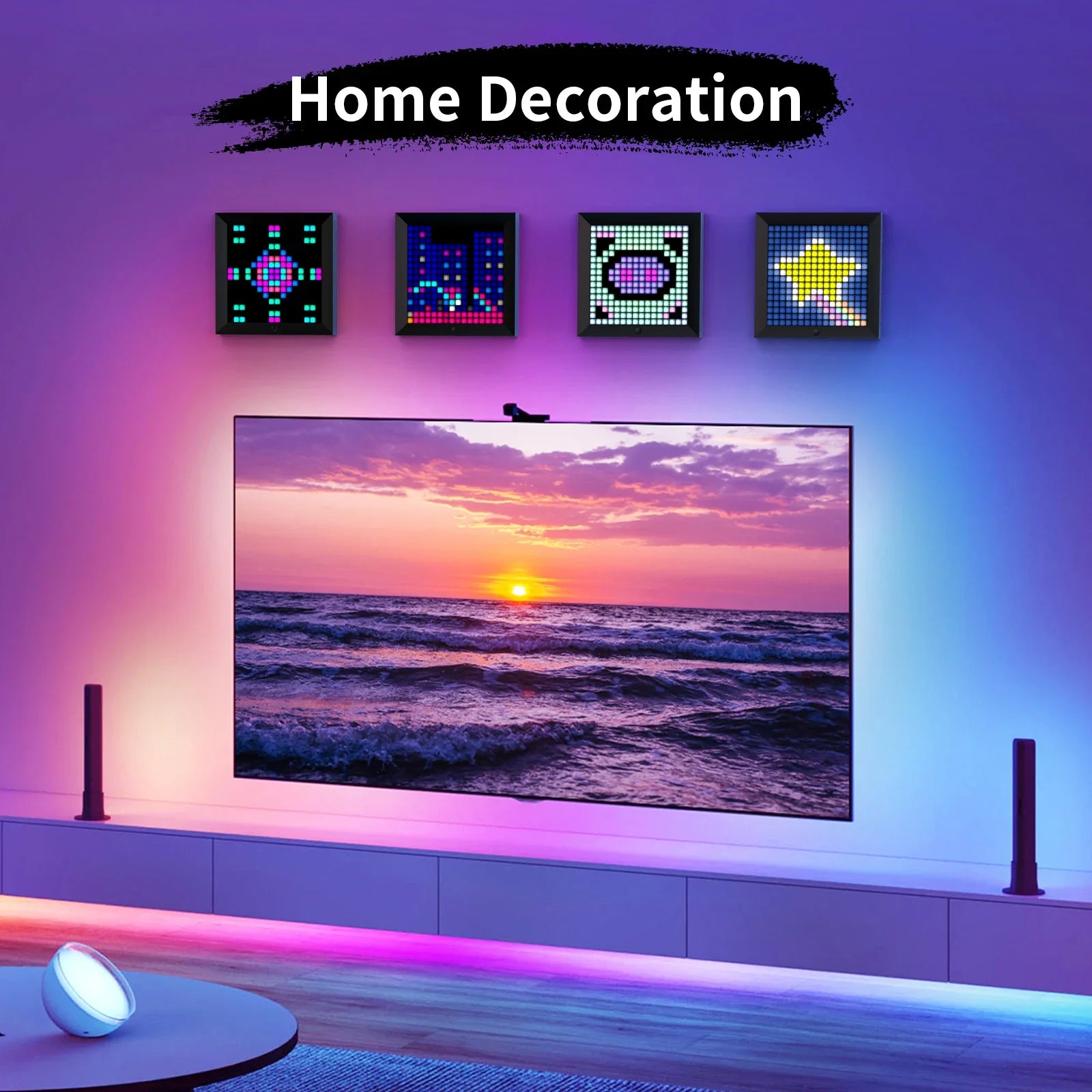 Afralia™ Pixoo Pixel Art Digital Frame Clock LED Display Gaming Room Decor