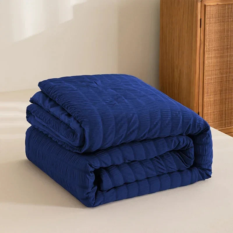 Afralia™ King Size Seersucker Quilt: Soft, Breathable, All-Season Comforter