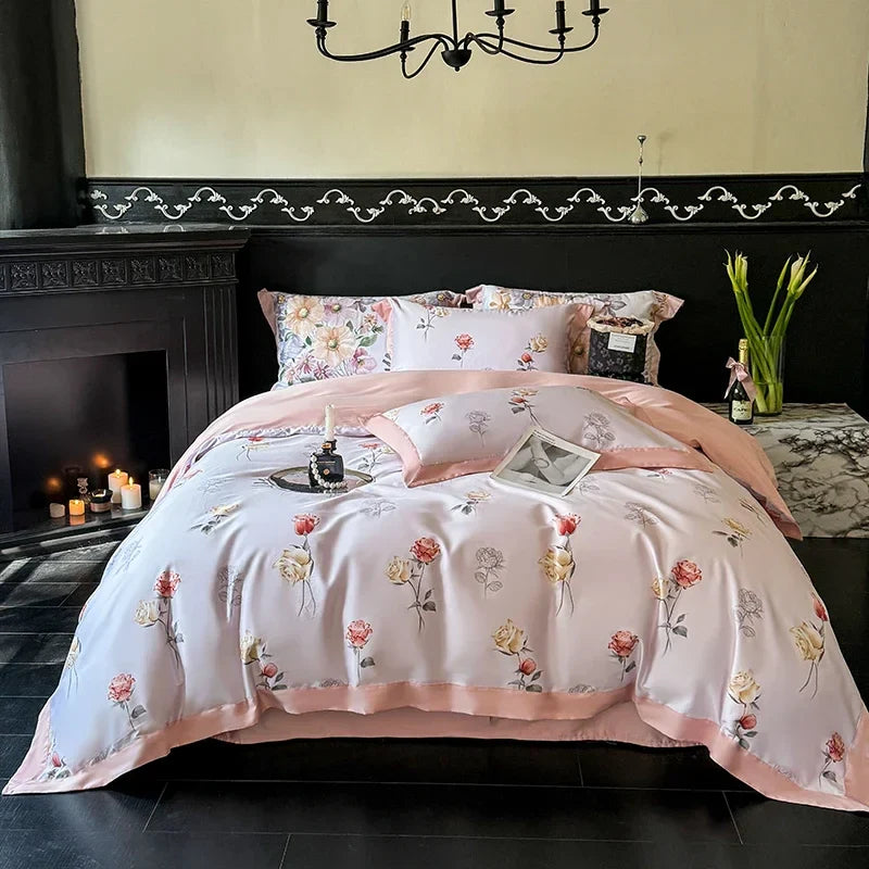Afralia™ Egyptian Cotton Bedding Set: Queen King Full Size Sheet Pillowcase Comforter Cover