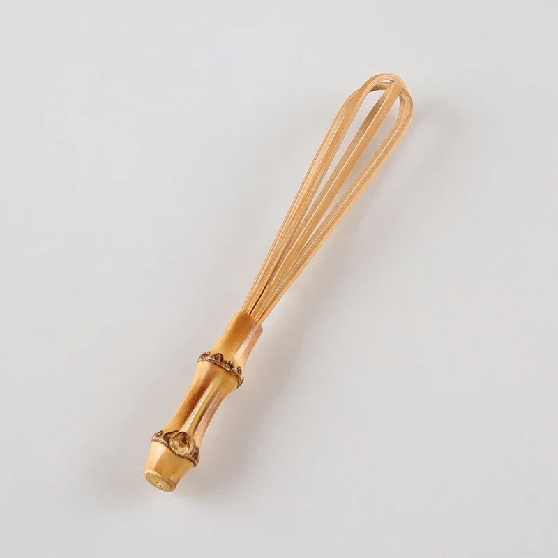 Afralia™ Bamboo Handmade Mini Small Flour Mixer Blender Egg Beater Whisk