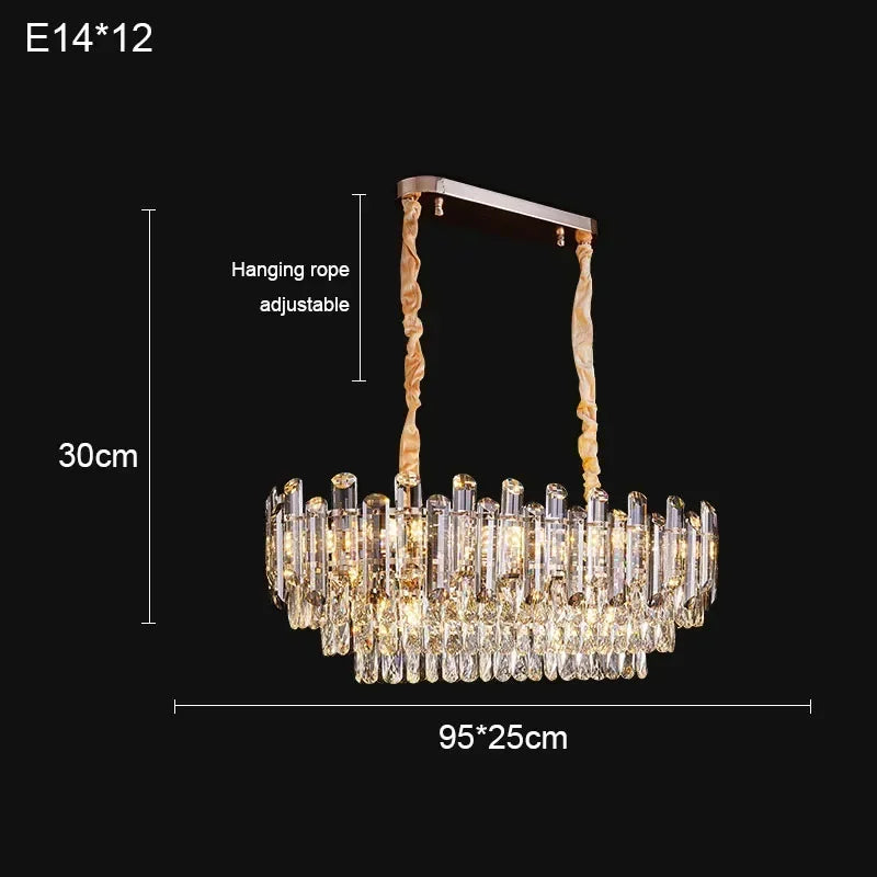 Afralia™ Gold Crystal Chandelier: Nordic Luxury Lighting for Living Room, Dining Room, Kitchen Island
