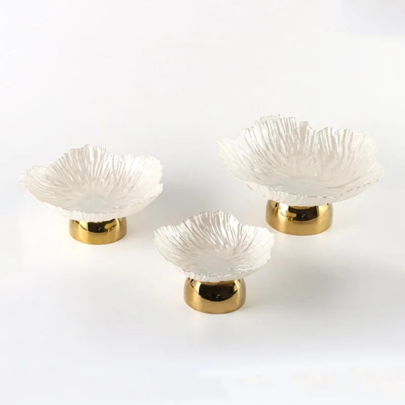 Afralia™ Metal Tray Petal Shape Snack Plate Jewelry Storage Home Decoration