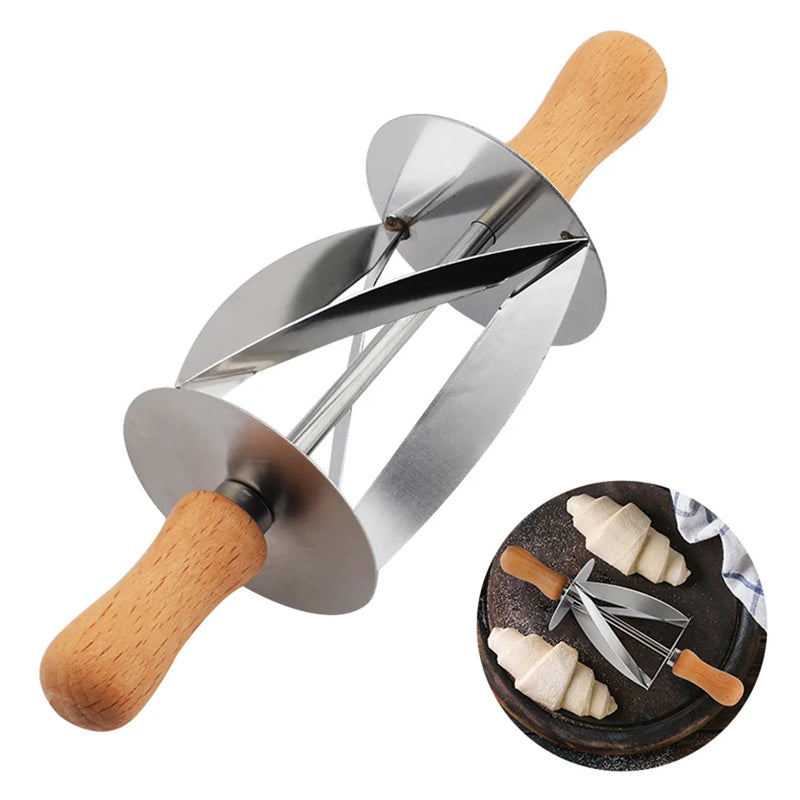 Afralia™ Stainless Steel Croissant Cutter Pastry Wheel Baking Decoration Tool