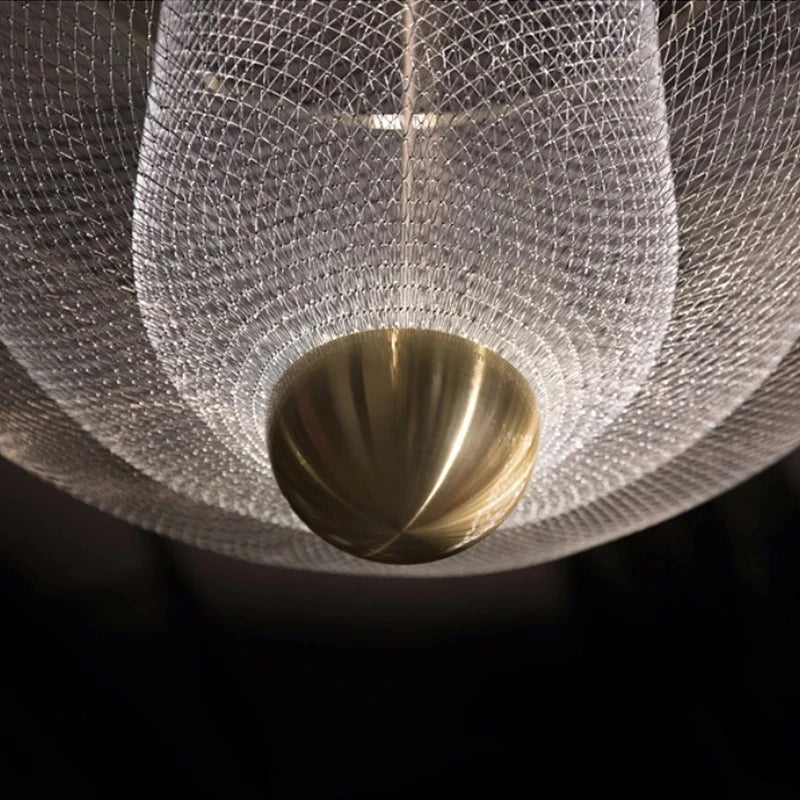 Afralia™ Meshmatics Birdcage Chandelier: Modern Dimmable Pendant Light in Golden & Silver