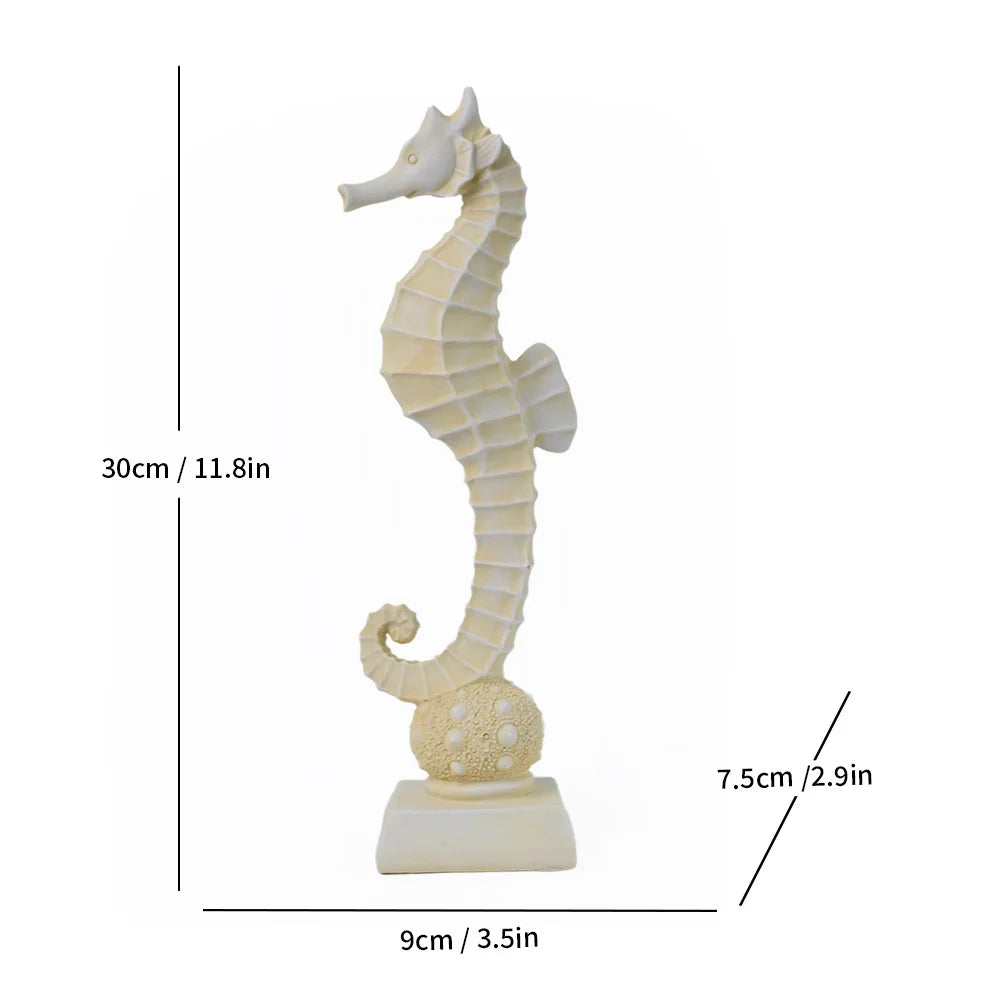 Afralia™ Ocean Theme Desk Ornaments: Starfish, Seahorse, Conch Statue for Home Decor
