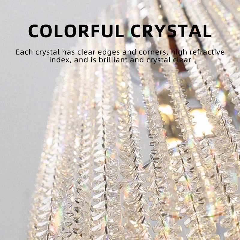 Afralia™ Crystal Chandelier LED Pendant Light for High Villa Ceiling Staircase
