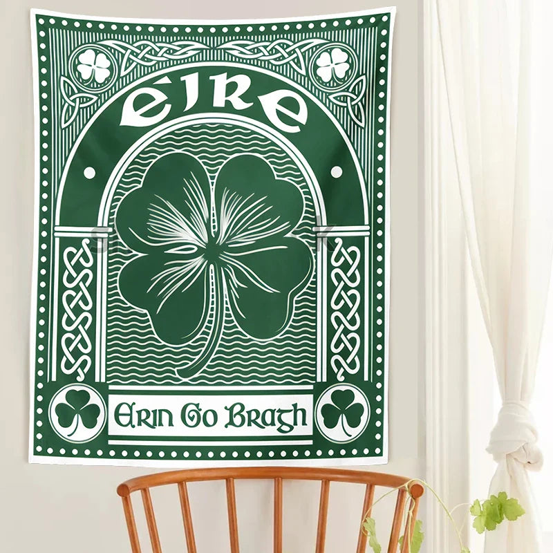 Afralia™ Clover Psychedelic Gothic Wall Tapestry St. Patrick's Day Celtic Art