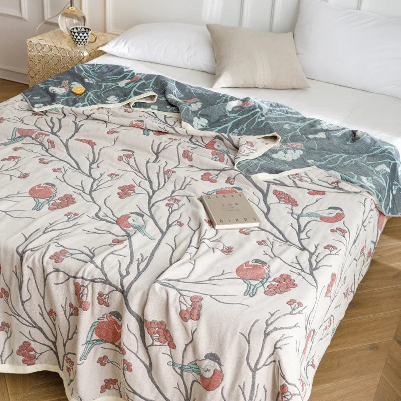 Afralia™ Cotton Gauze Summer Blanket, Soft Breathable Single Double Bed Nap Blanket