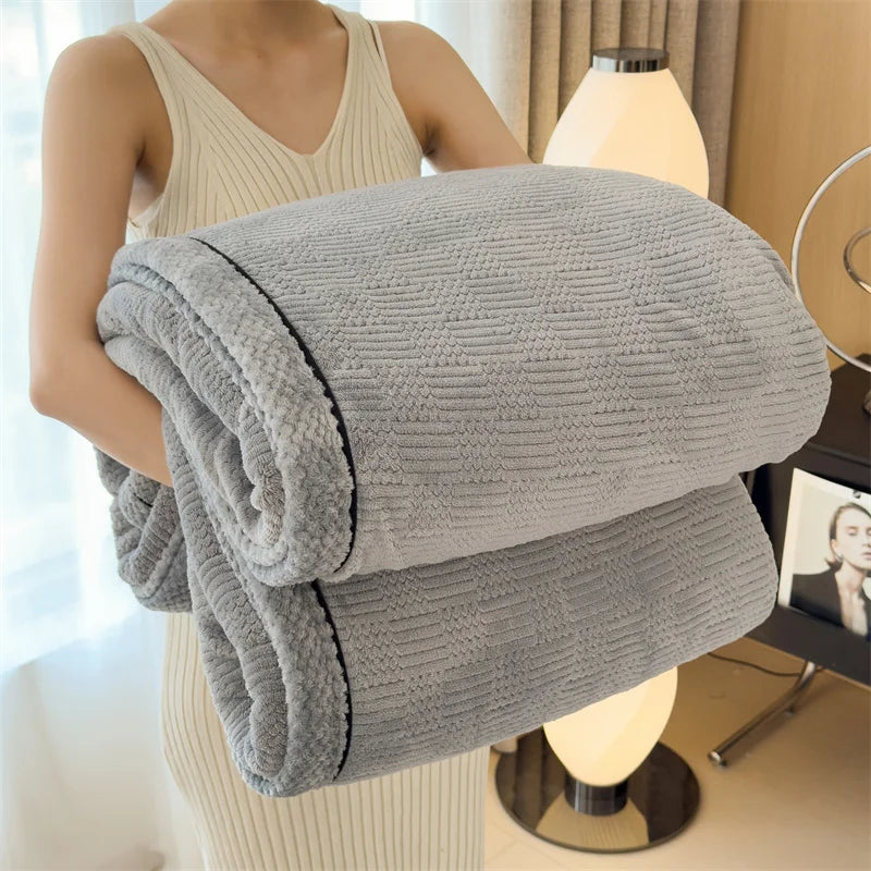 Afralia™ Cozy Carved Velvet Blanket | Warm, Soft & Breathable | Autumn Winter Sofa Bed Throw