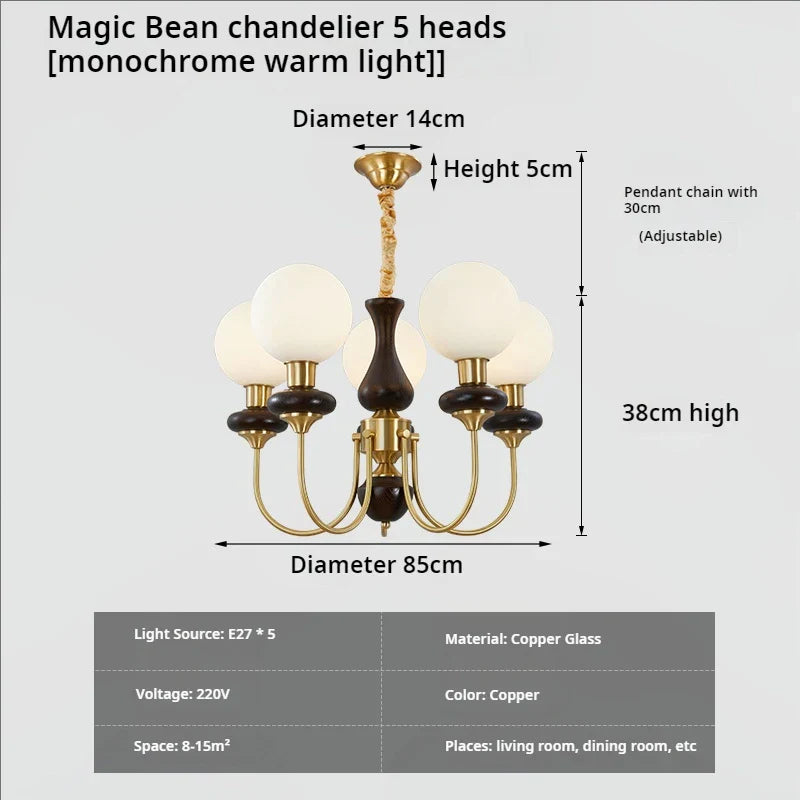 Afralia™ Nordic Copper Chandelier: Elegant Magic Bean Molecule Light for Living, Dining & Bedroom.