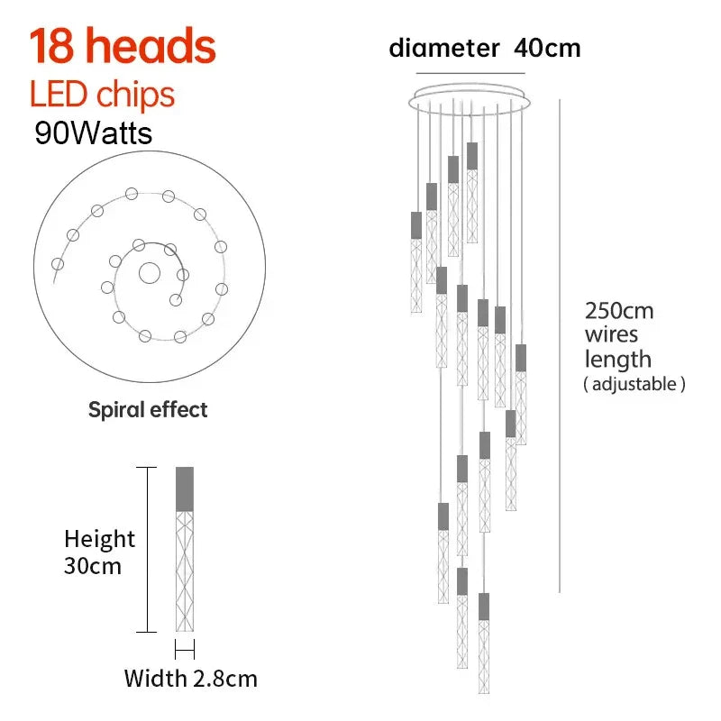 Afralia™ Crystal Staircase Chandelier: Luxury LED Pendant Lighting for Dining Rooms, Villas, and Attics