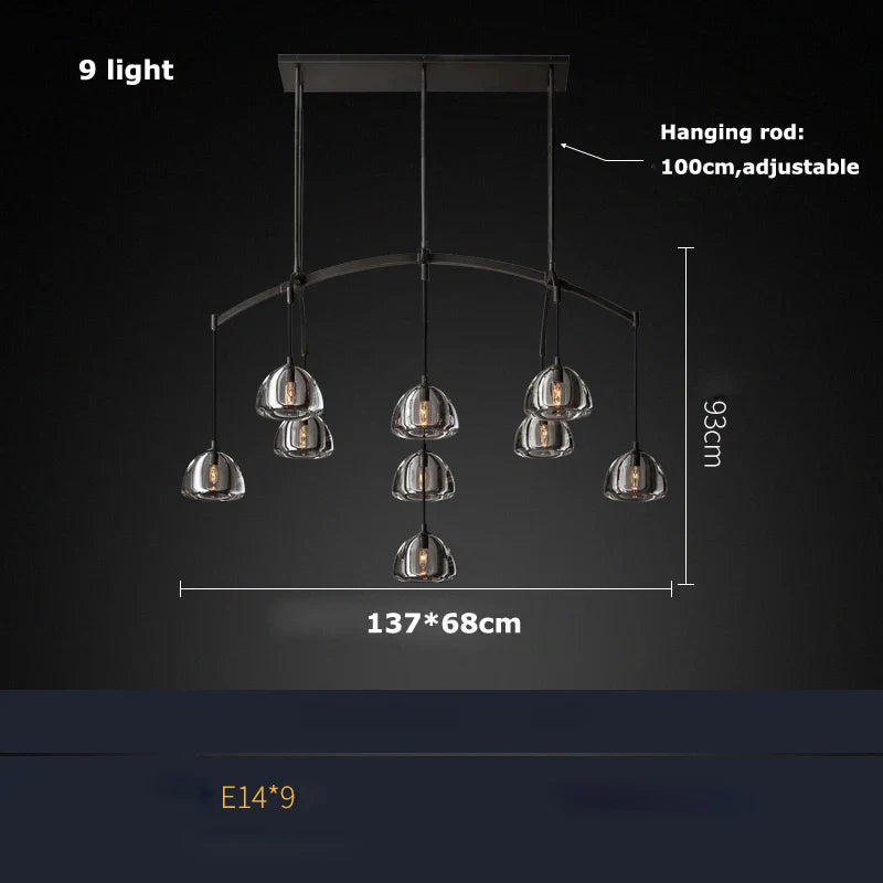 Afralia™ Black Brass American Series Crystal Copper LED Chandelier for Dinning Room