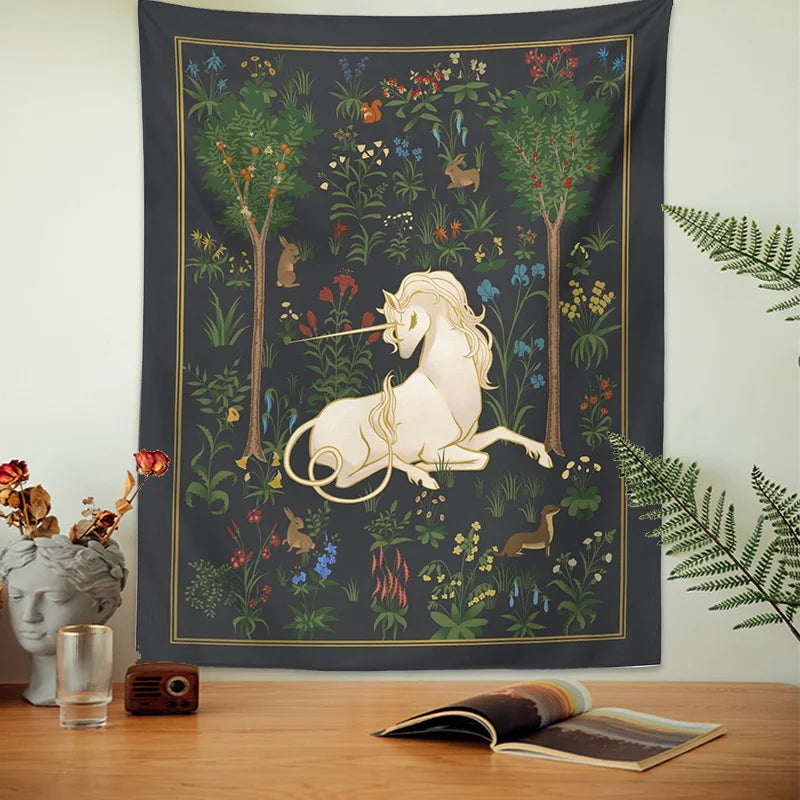 Afralia™ Unicorn Tapestry Wall Hanging Beach Towel Yoga Mat Home Decor