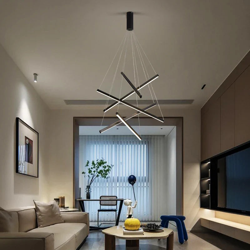 Afralia™ Aluminum Ceiling Chandelier: LED Changeable Shape Stair High-Rise Indoor Lighting