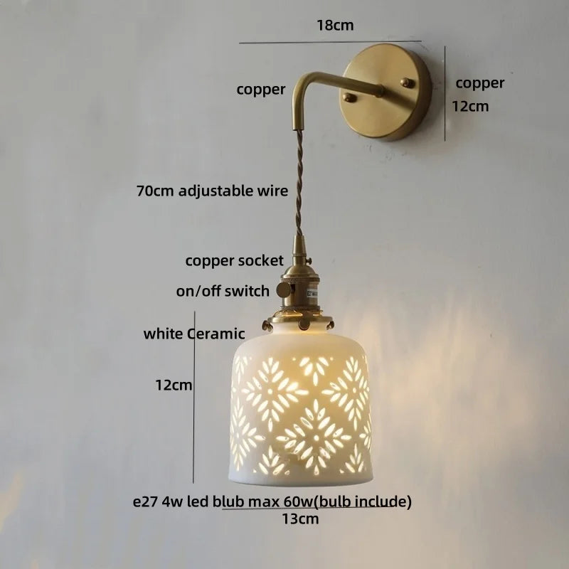 Afralia™ Ceramic LED Wall Light Balcony Bedroom Kitchen Modern Bedside Lamp