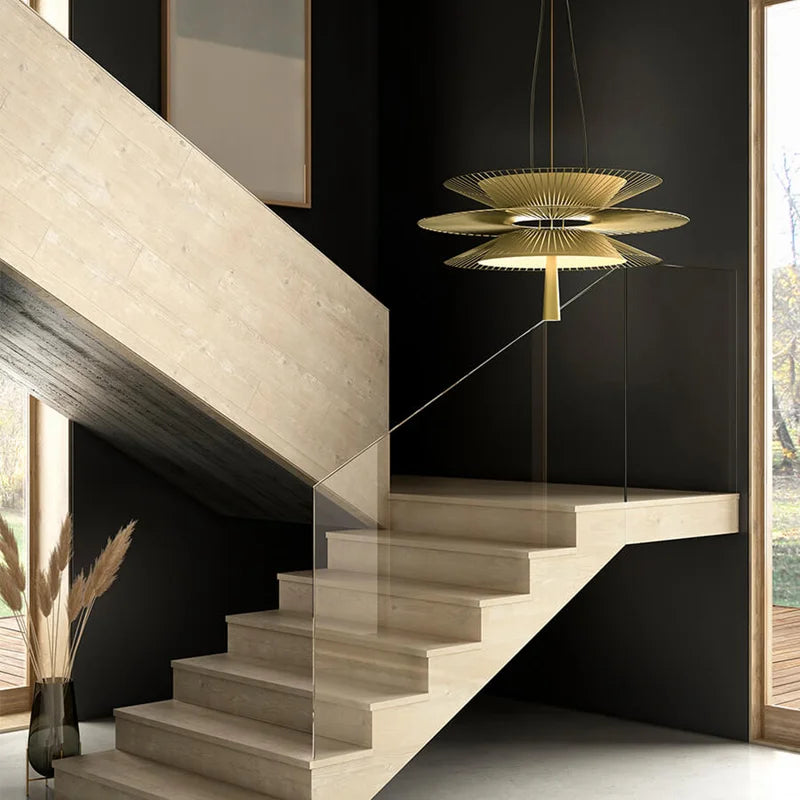 Afralia™ Metal Chandelier: Black & Gold Pendant Lighting for Living & Dining Room