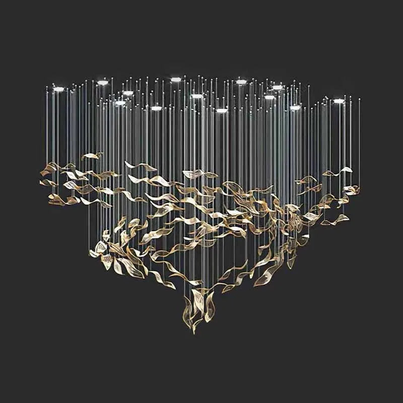 Afralia™ Modern Crystal Glass Pendant Chandelier for High Ceiling Staircase and Home