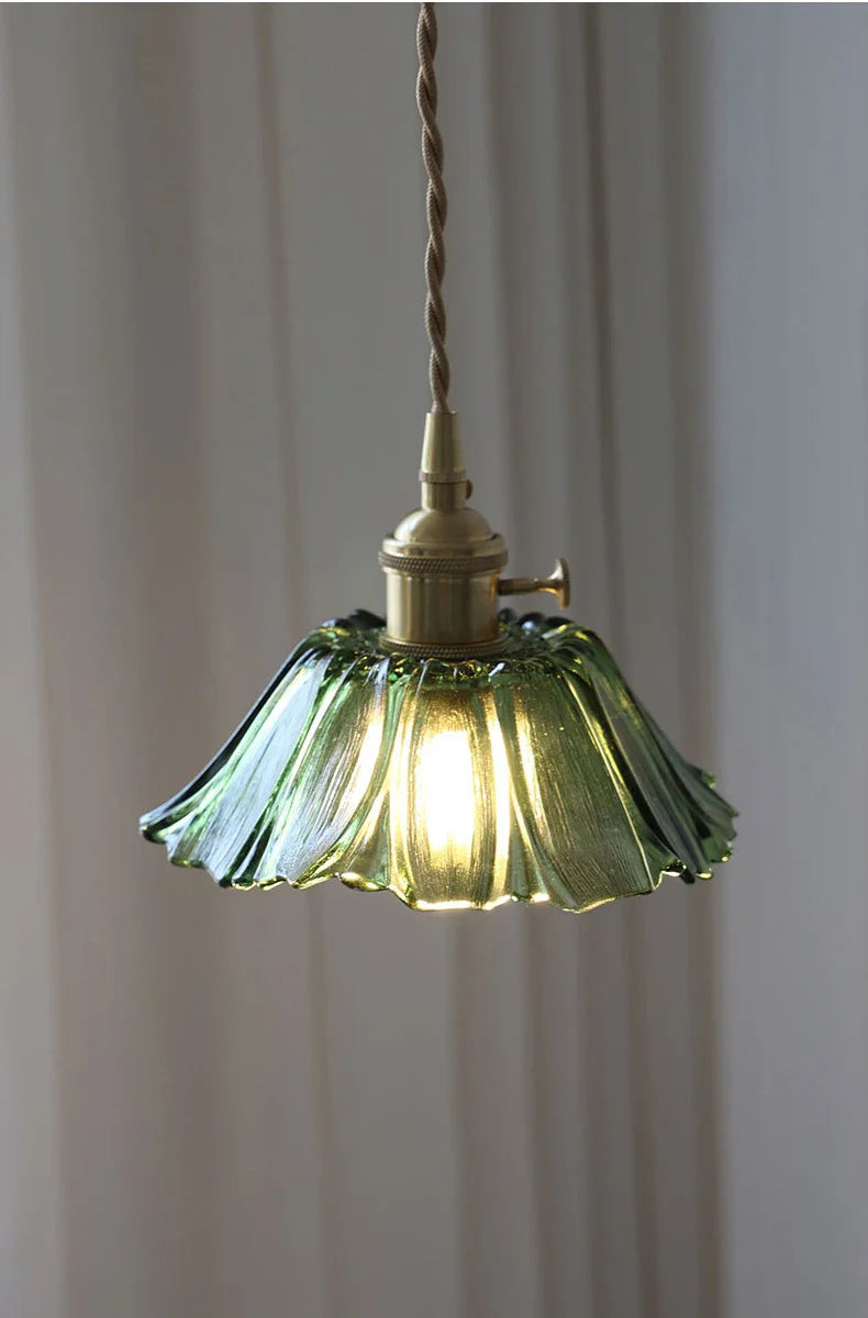 Nordic Glass Pendant Light by Afralia™ - Modern Copper Luminaire for Bedroom