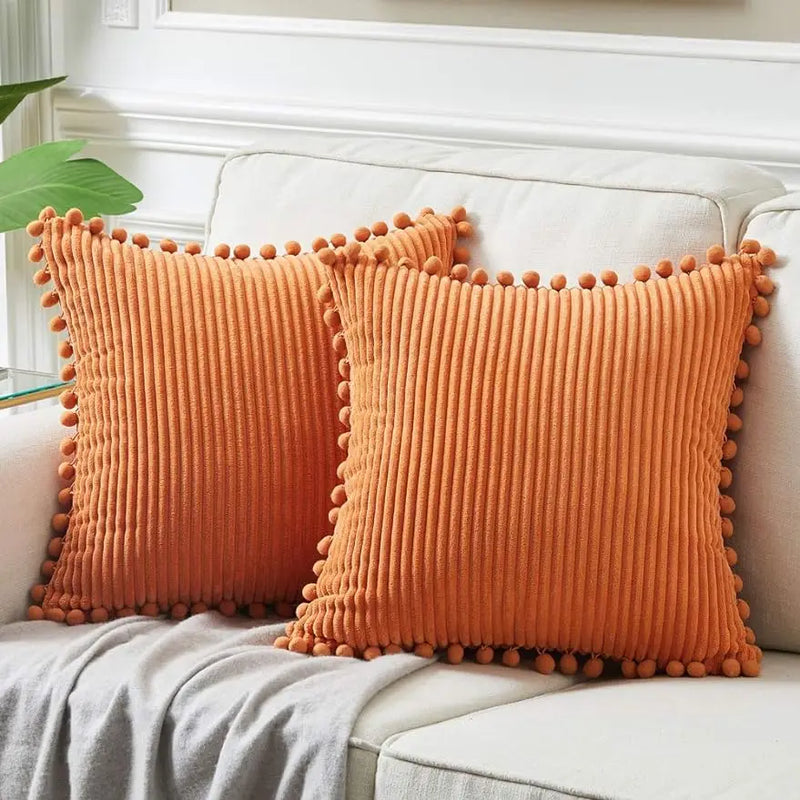 Afralia™ Velvet Pom-pom Pillow Covers | Fall Decorative Sofa Cushion Case