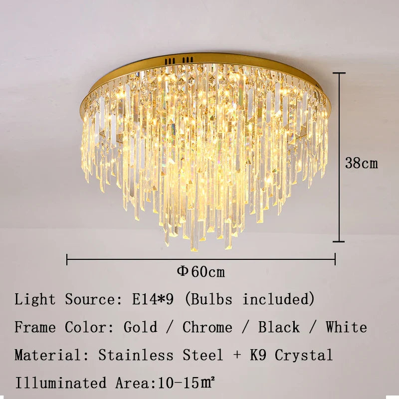 Afralia™ Gold Crystal Ceiling Lights - Luxury LED Fixture for Elegant Home Decor