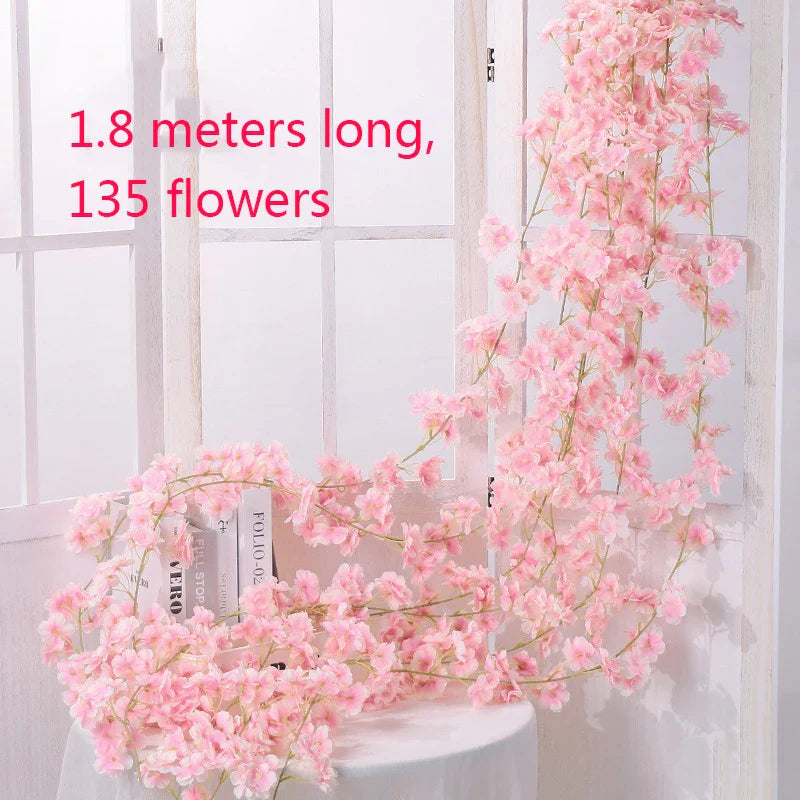 Afralia™ Cherry Blossom Silk Flower Garland for Wedding Party Arch Home Decor