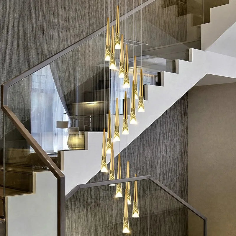 Afralia™ Nordic Home Decoration Stair Chandelier Living Room Dining Pendant Lights Ceiling Lighting