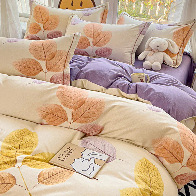 Afralia™ Brushed Cotton Printed Duvet Cover Set - Single/Double Bed Bedclothes