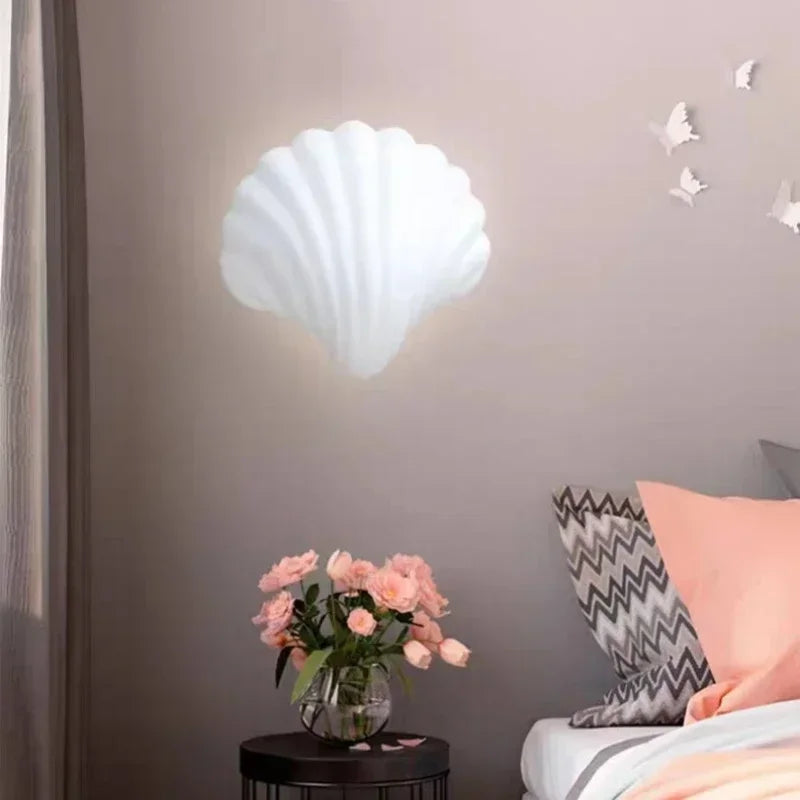 Afralia™ Minimalist White Shell Glass Wall Lamps LED Lights for Home Decor