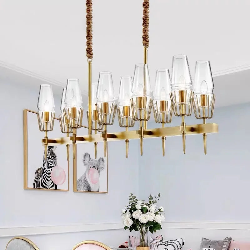 Afralia™ Gold Lustre Glass Chandelier: Modern Luxury Pendant for Living, Dining, Bedroom