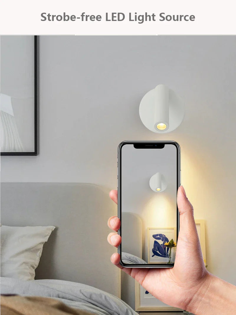 Afralia™ Rotating LED Wall Sconce, Adjustable Reading Lamp for Hotel Bedroom & Study