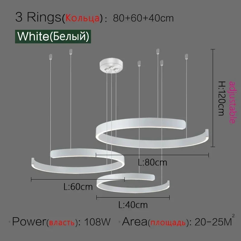 Afralia™ Minimalist Circle Rings Ceiling Chandelier Pendant Light for Home Decor