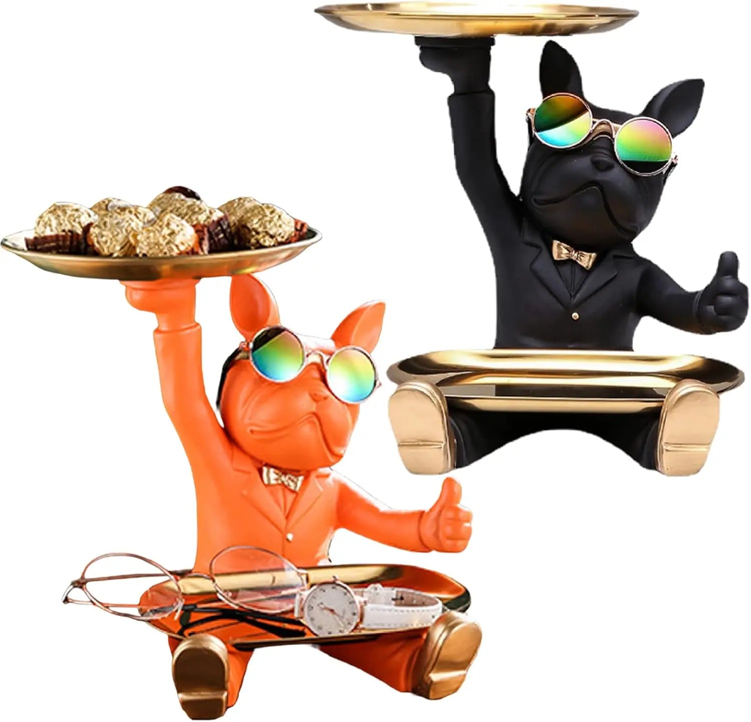 Afralia™ French Bulldog Tray Statue: Stylish Bulldog Storage Decor for Modern Home & Office.