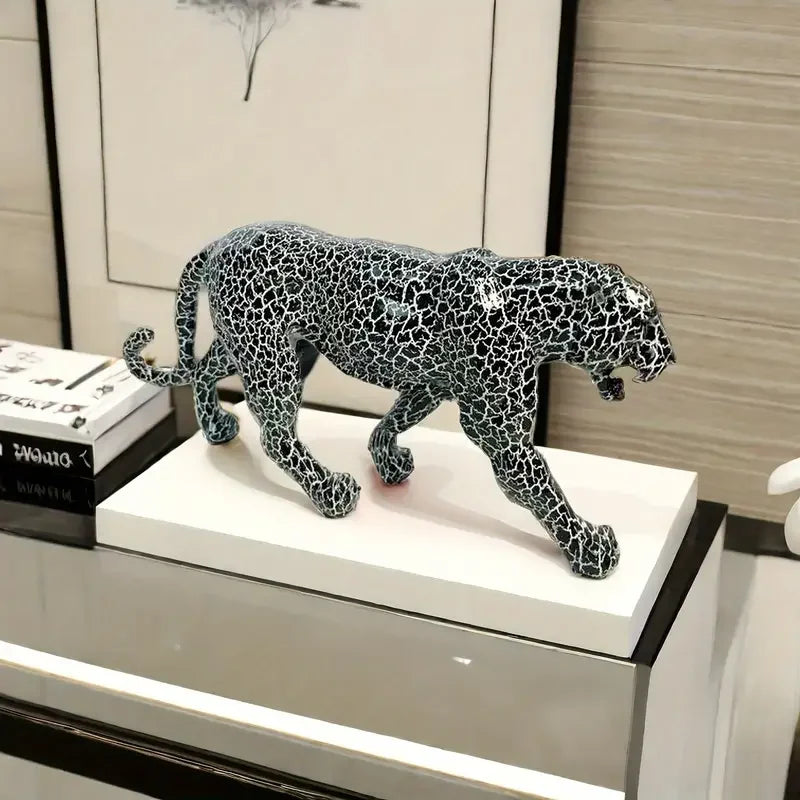 Afralia™ Leopard Panther Resin Sculpture Collectible Figurine for Modern Home Decor