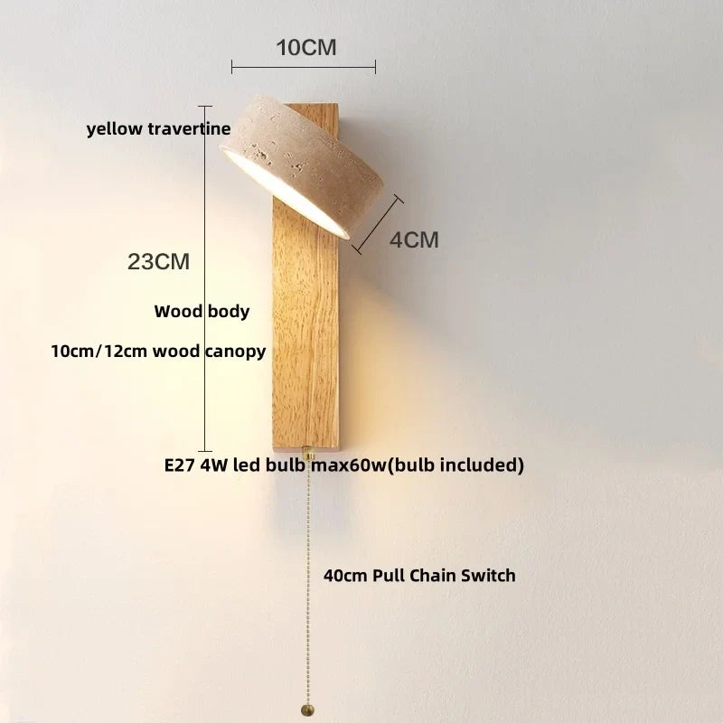 Afralia™ Nordic LED Wall Lamp 2 Glass Ball Yellow Travertine Stone Indoor Wall Light