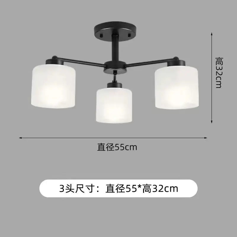 Afralia™ LED Black/Gold Ceiling Chandelier with Lampshade for Elegant Living Room Decor