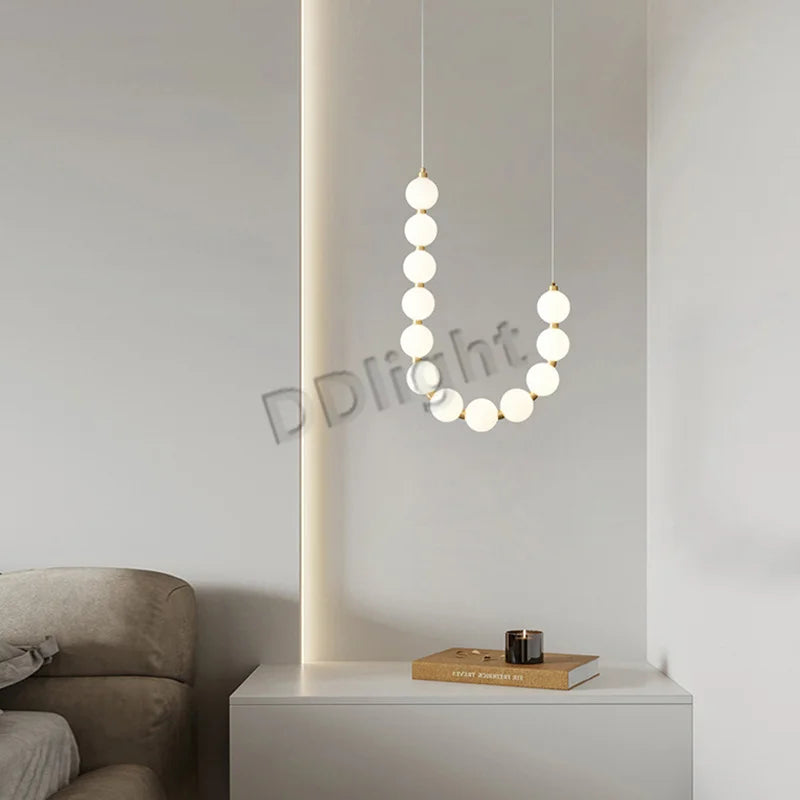 Afralia™ Modern LED Copper Ceiling Chandelier White Ball Pendant Light Fixtures