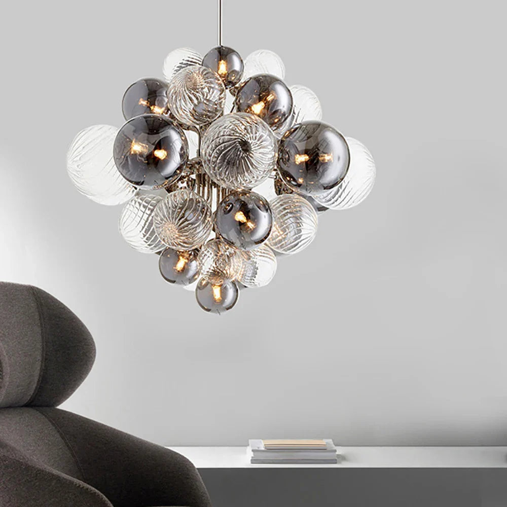 Afralia Glass Bubble Ceiling Chandelier LED Living Room Bedroom Decor Minimalist Hanging Lamp