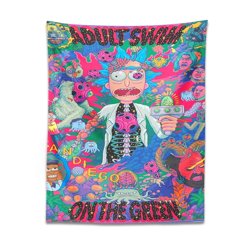 Afralia™ Psychedelic Cartoon Tapestry Wall Hanging for Bedroom Living Room Party Aesthetic