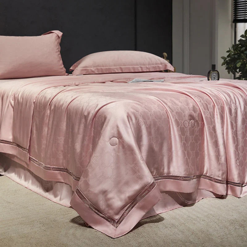 Afralia™ Silky Cool Jacquard Summer Quilt Bedding Set with Soft Lyocell Fiber, Sheet & Pillowcase