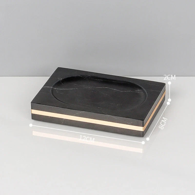 Afralia™ Nero Marquin Marble Bathroom Set with Gold Accents