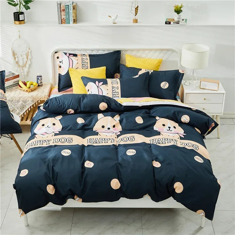 Afralia™ Printed Duvet Cover Set King Size: Lovely, Single Double Blanket Comforter & Pillowcase