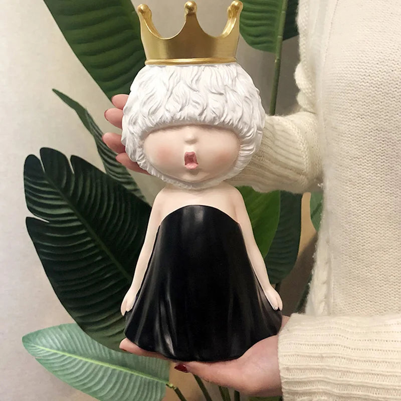 Afralia™ Pink Resin Girl Sculpture - Nordic Ins Style Cute Figurine for Girls' Room