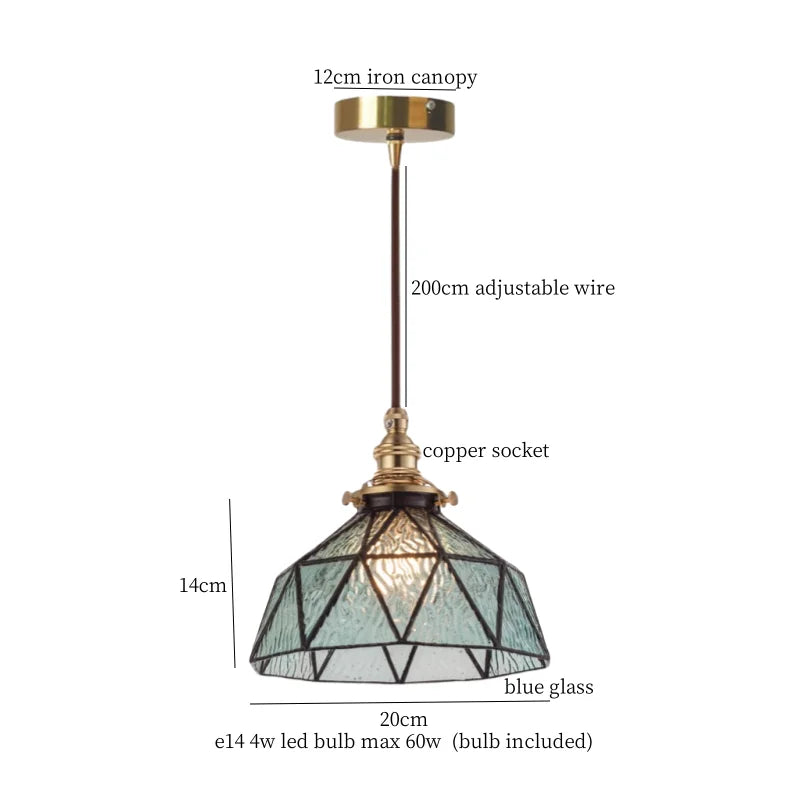 Afralia™ Tiffany Brass Pendent Light Glass LED Cafe Bedroom Living Room Loft Bar