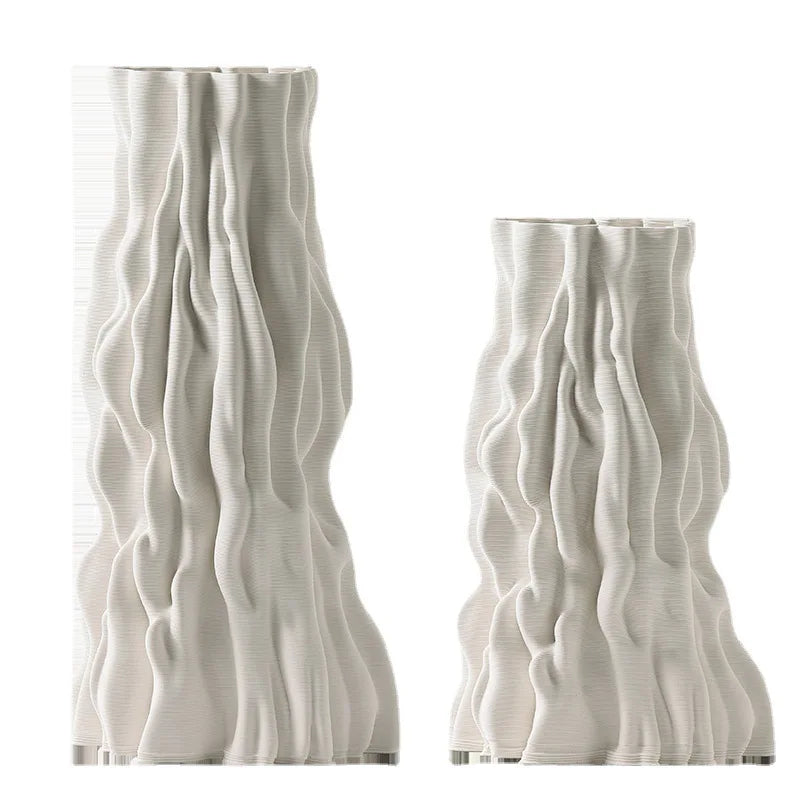 Afralia™ Abstract Irregular Trunk Fold Ceramic Vase for Home Decor